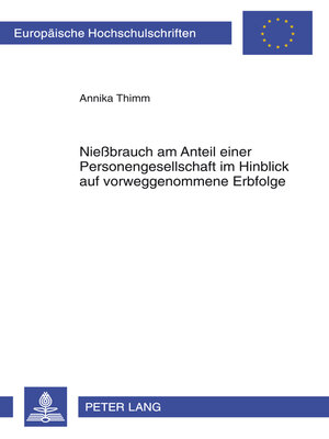 cover image of Nießbrauch am Anteil einer Personengesellschaft im Hinblick auf vorweggenommene Erbfolge